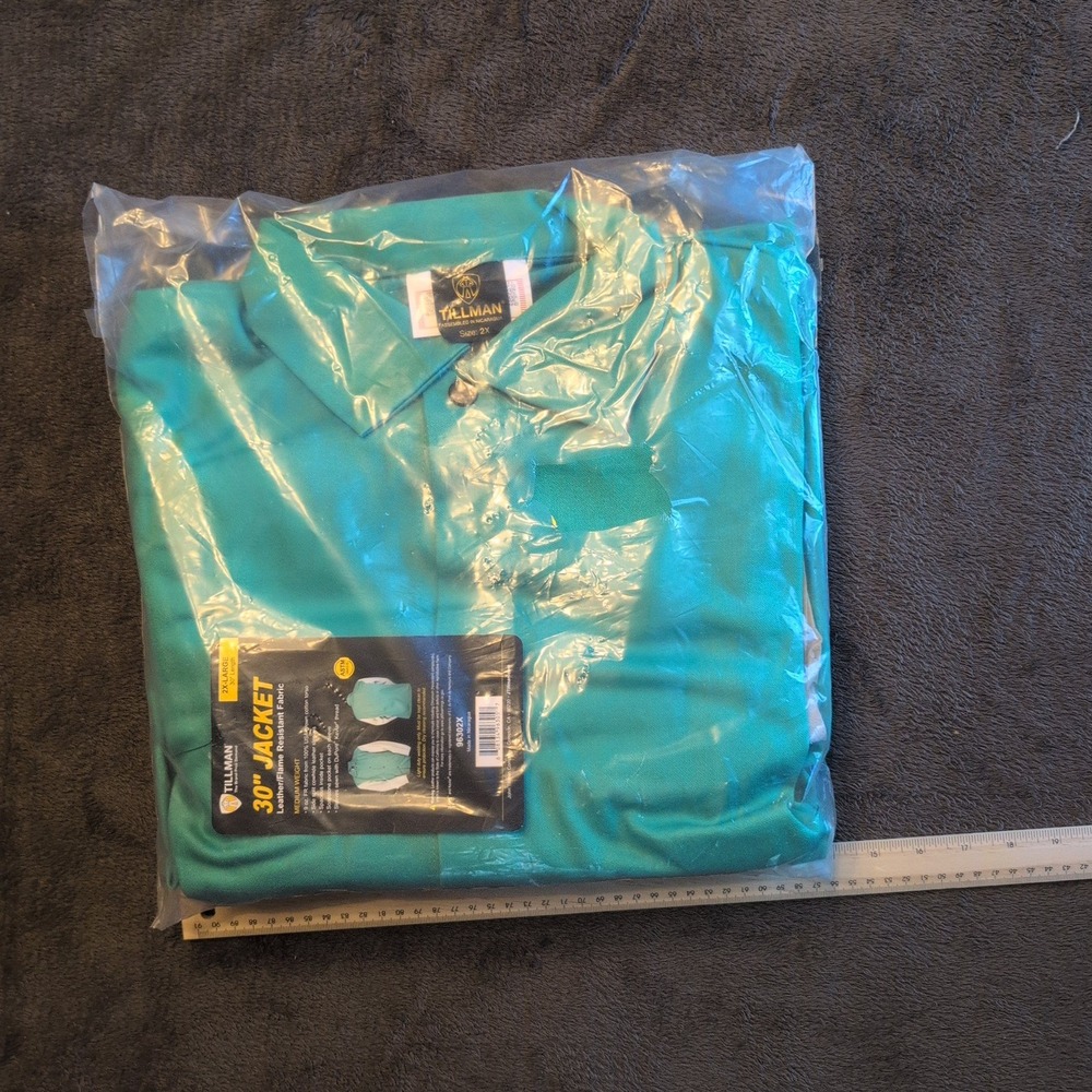 Tillman 96302X 30" Welding Jacket FR Cotton Leather Sleeves Green 2XL NEW